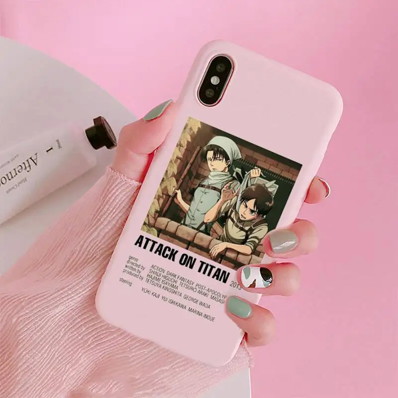 

Attack On Titan anime Phone Case Candy Color for iPhone 6 7 8 11 12 s mini pro X XS XR MAX Plus
