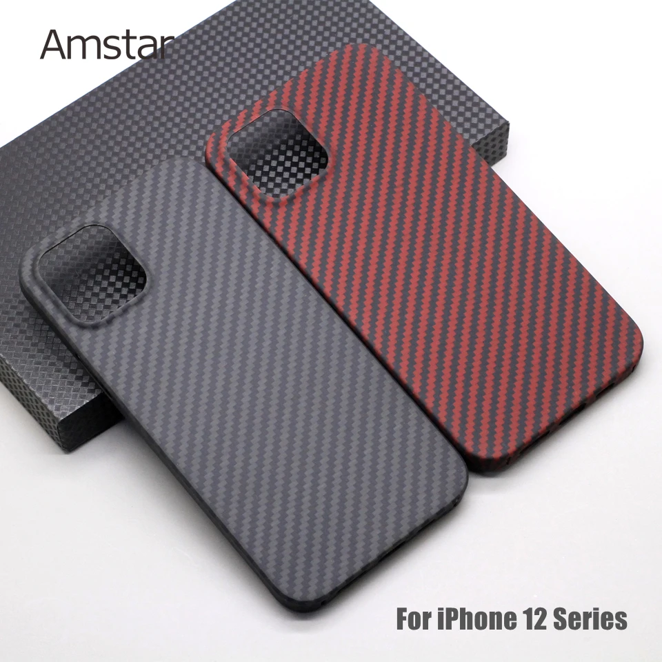 Защитный чехол Amstar из чистого углеродного волокна для iPhone 12 11 Pro Max Mini X XR XS
