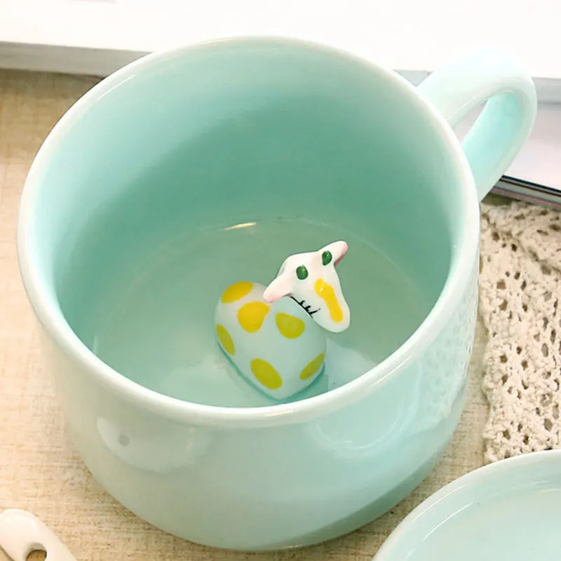 Креативная керамическая чашка кофейная 3D молочная с животным милая мультяшная