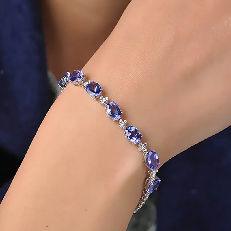 Bague Ringen класса люкс 925 Браслеты стерлингового серебра женское кольцо с голубой сапфир драгоценный камень женские ювелирные украшения подарок