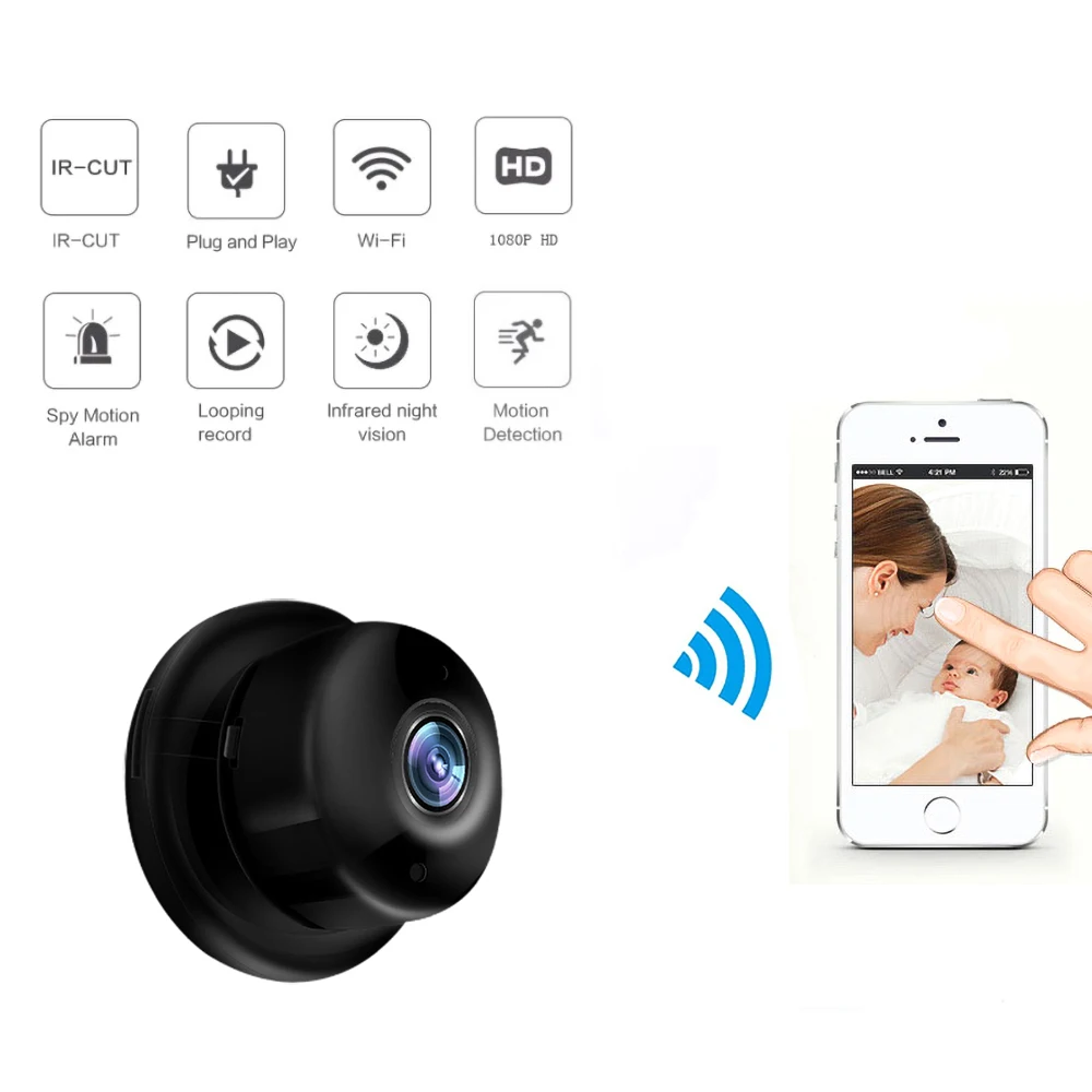 Мини-камера видеонаблюдения HD 1080P беспроводная инфракрасная камера ночного