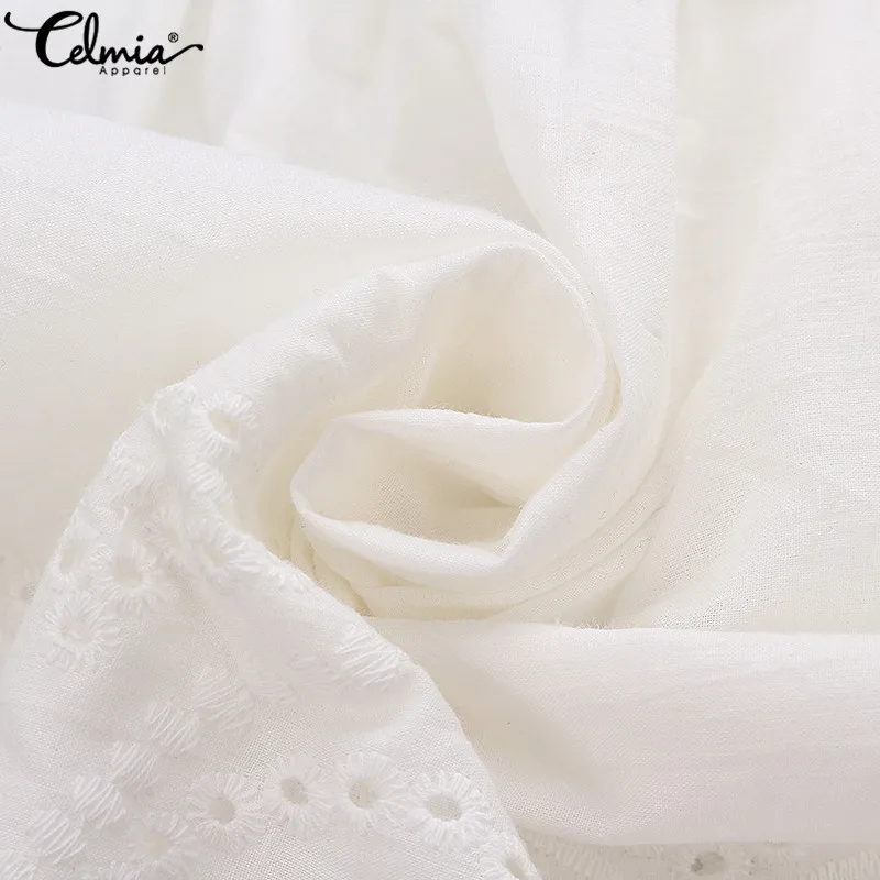 

Women Sexy Off Shoulder Blouses Celmia Long Sleeve Shirts Office Lady Lace Embroidery White Tops Casual Blusas Femme Oversized