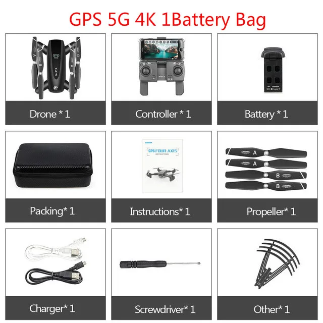 5G 4K 1Battery Gps складной 2,4G/5G Квадрокоптер WiFi fpv 1080P follow me(следуй за мной с HD Камера Квадрокоптер с дистанционным управлением Дистанционное управление вертолет на радиоуправлении selfie игрушки - Цвет: 5G 4K 1Battery