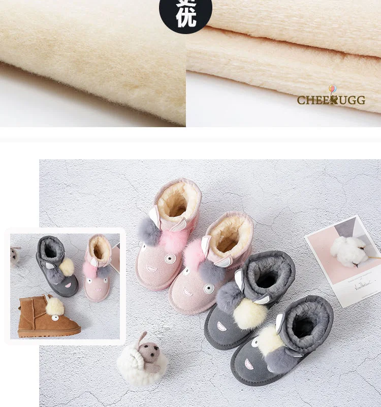 Dolakids/зимние детские сапоги с рисунками животных; кожаные сапоги для мальчиков и девочек; утолщенная теплая детская обувь с хлопковой подкладкой