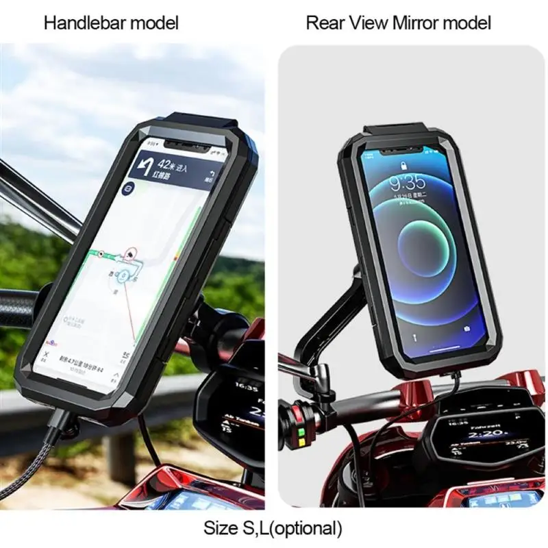 waterproof case bike motorcycle handlebar rear view mirror 3 to 6 8 cellphone mount bag motorbike scooter phone stand bracket free global shippi