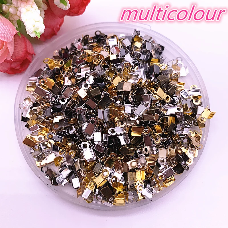 

200pcs 2x6mm Leather Cord End Caps End Clasps Crimp Bead Silver/Gold/KC Gold/Dull Silver/Gun black Connectors for Jewelry Making