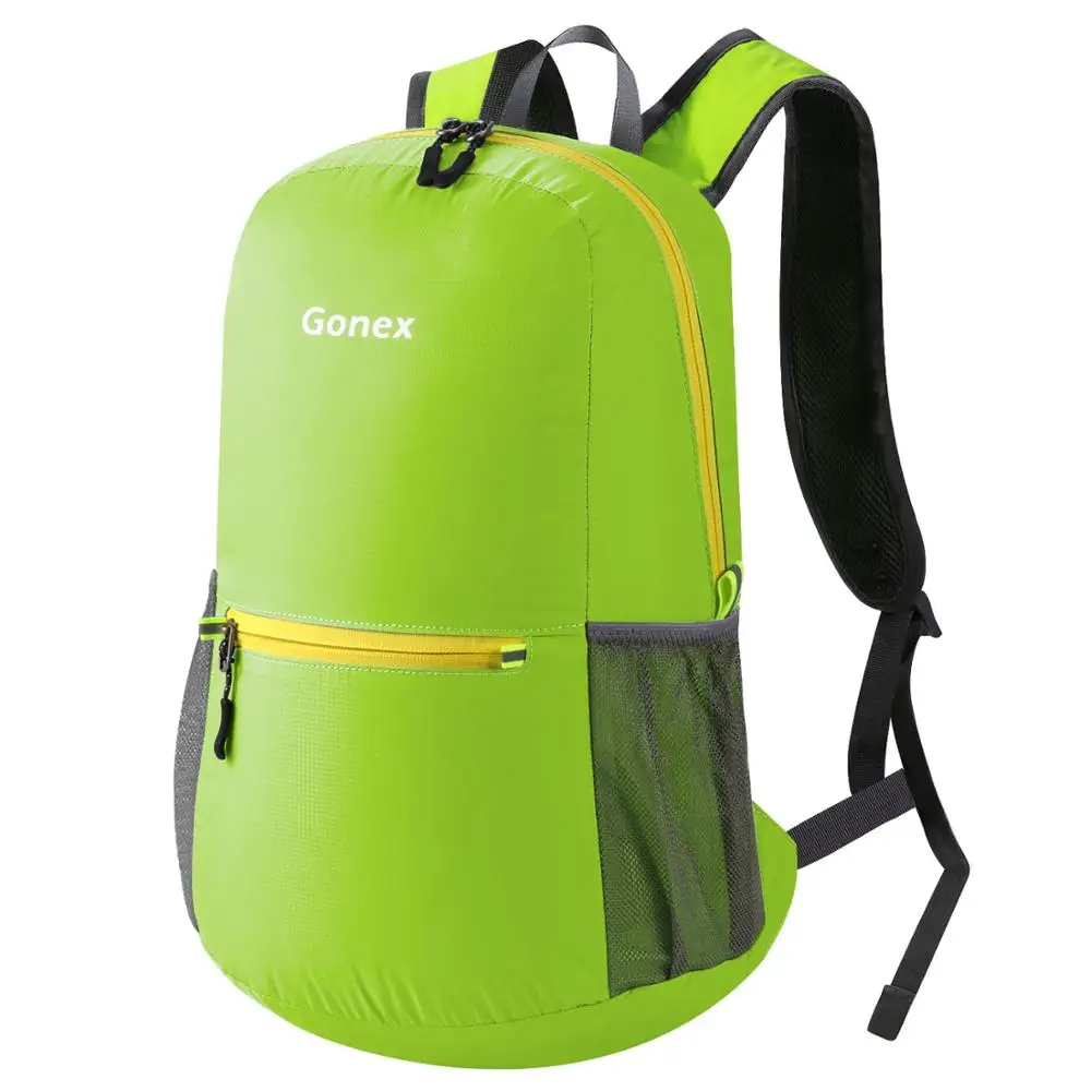 Light green Gonex 20L сверхлегкий рюкзак, водонепроницаемый складной рюкзак, нейлоновая сумка для школы, путешествий, пеших прогулок, спорта на открытом воздухе,, семейная активность - Цвет: Light green