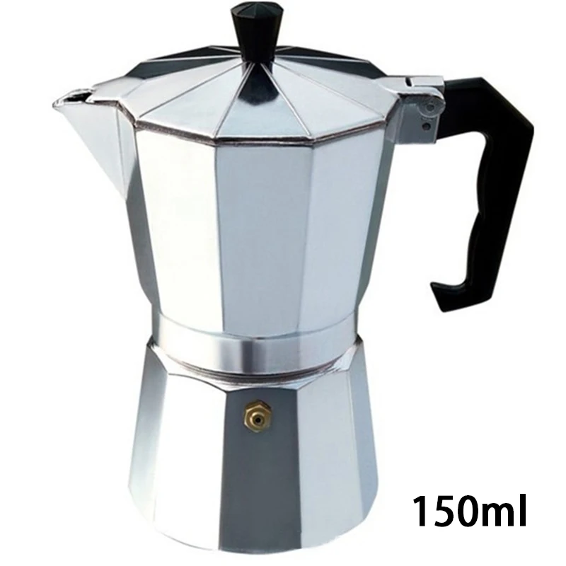 150ml Duolvqi Aluminum Coffee Maker Durable Moka Cafeteira Expresso Percolator Pot Practical Moka Coffee Pot 50/100/150/300/450/600ml - Цвет: 150ml