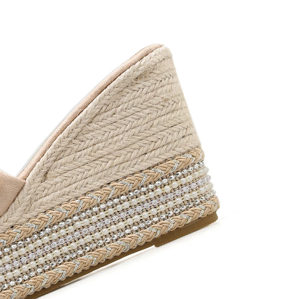 2020 летние женские босоножки на танкетке с кристаллами плетеные высоком каблуке 10