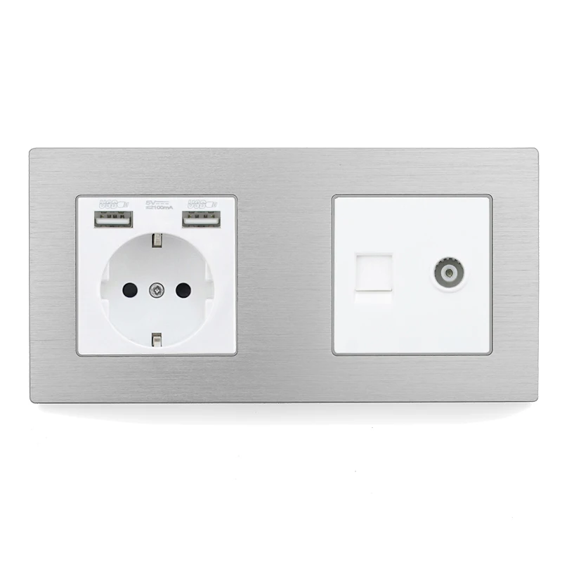 Avoir DE ЕС настенная розетка с Светодиодный индикатор Dual USB RJ45 ТВ Порты и разъёмы