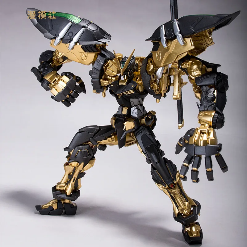 BANDAI RG 1/144 MBF-P02 Gundam с пути 13,5 см 2 шт Перекраска листового металла Черное золото алмазная игрушка Фигурки Рождественский подарок