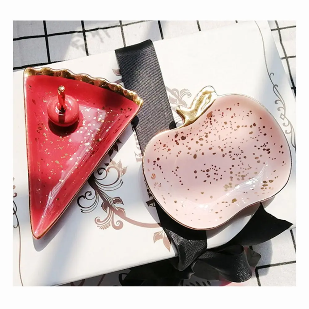 

Nordic Ceramic Watermelon Apple Small Jewelry Dish Earrings Necklace Ring Storage Plates Fruit Dessert Display Bowl Decoration