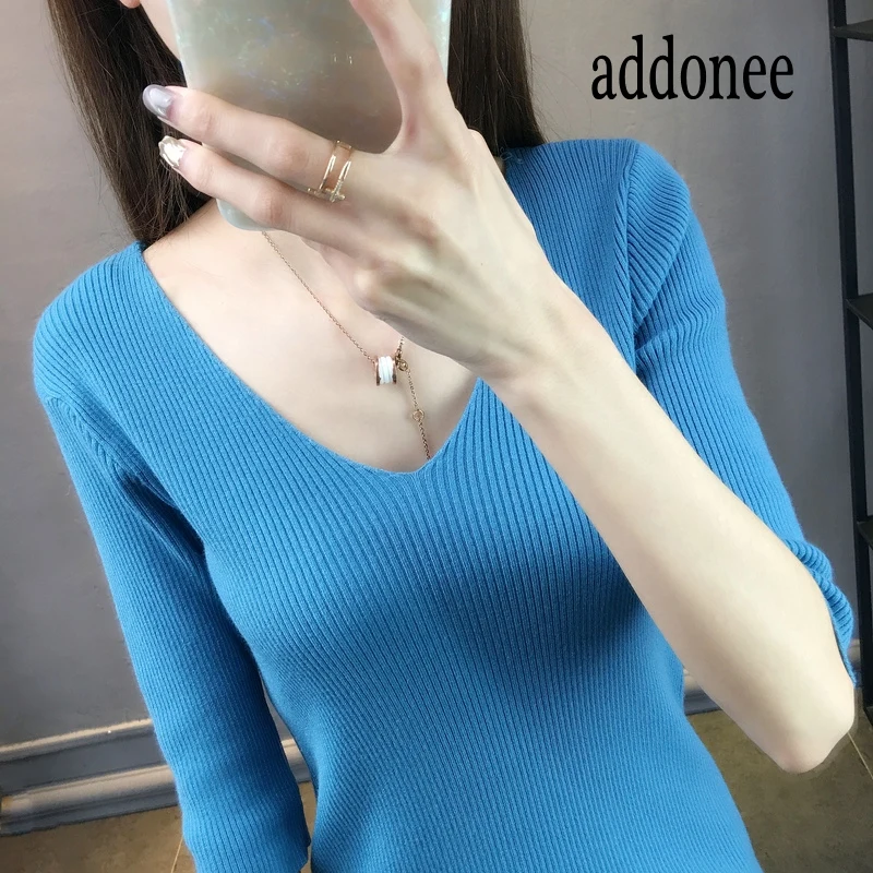 Свитер женский кашемировый шерстяной с V-образным вырезом | Женская одежда