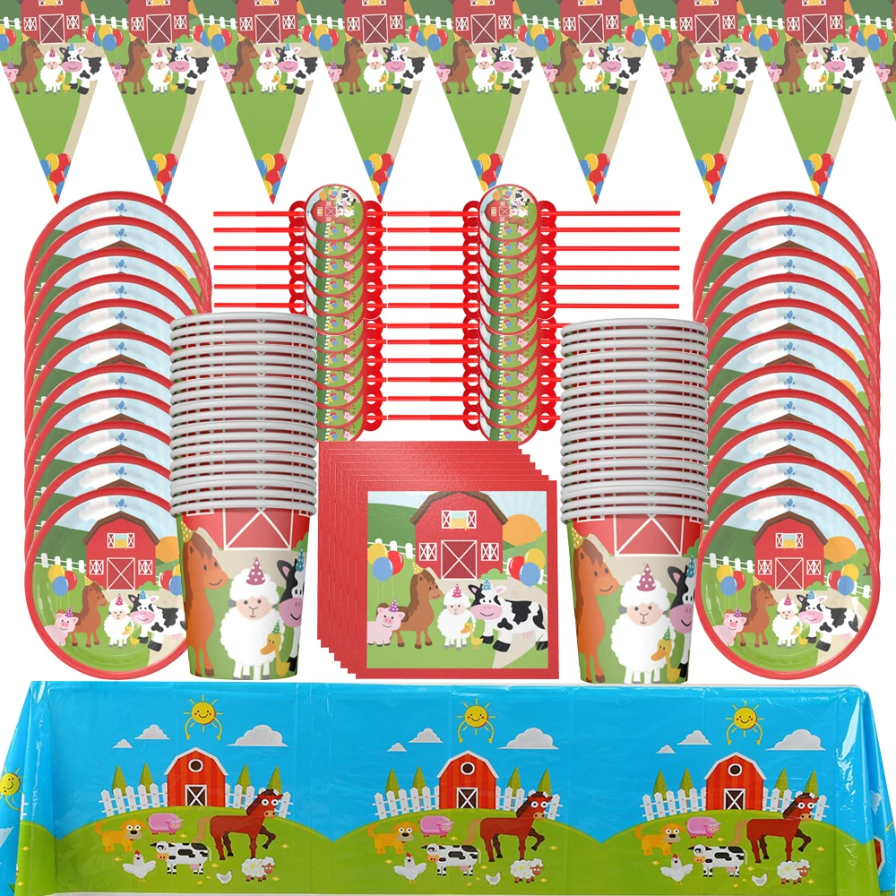 

Набор посуды на день рождения с изображением животных, 60 шт./лот