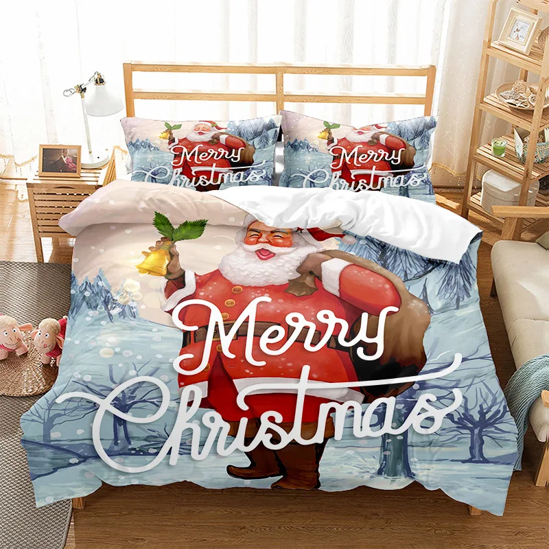 

Christmas Decoration Santa Snowman Bed Cover Set Duvet Cover With Pillowcases Bedclothes Comforter Bedding Set Home Decor 61146