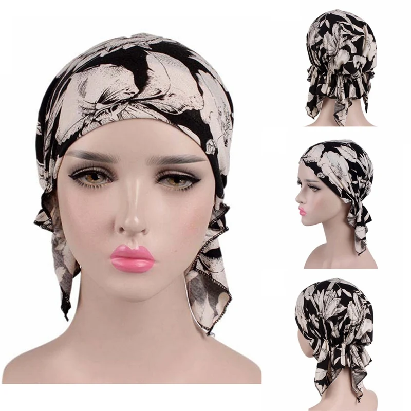 Muslim Hijab Cotton Pre-tied Turban For Women Soft Elastic Cancer Chemo Headscarf Hat Head Wrap Sleeping Cap Female Turbantes