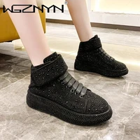 new autumn winter women flat bling sneakers casual vulcanized shoes female lace up ladies platform comfort fashion trainers 2020