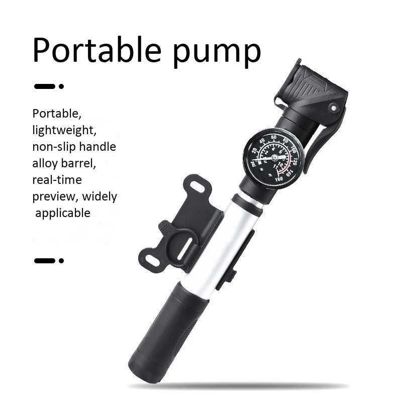 

Bike Pump with Gauge Schrader Presta Mini Portable Bike Tire Pump Kit for Mountain Bike Swimming Ring Basketball