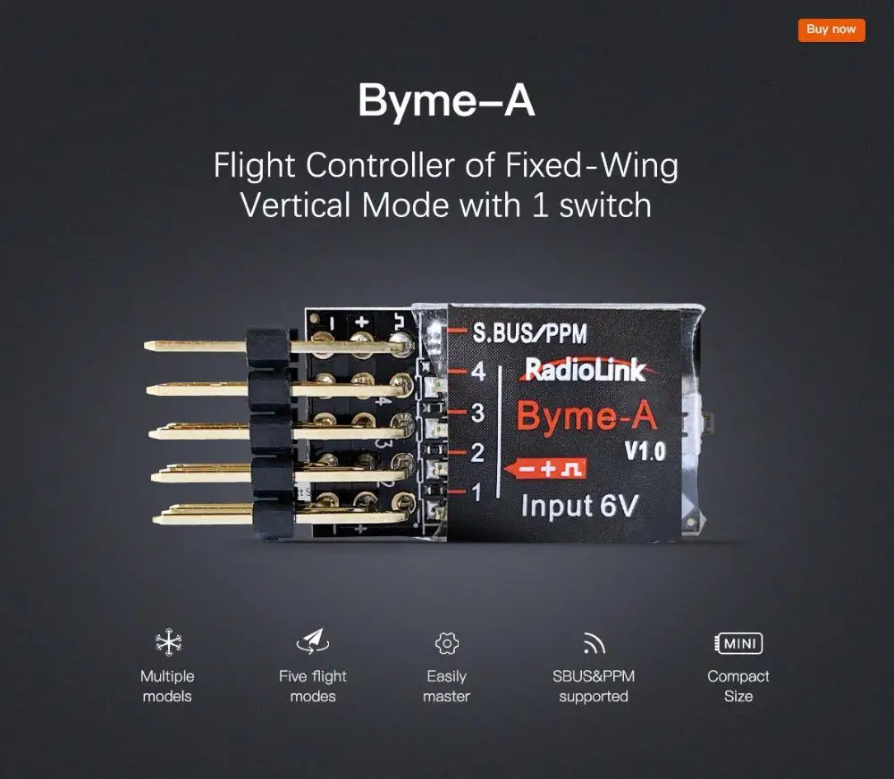 

Radiolink Byme-A Byme-D Fixed Wing Flight Controller Gyroscope Self-stabilization Balance for 3D Fixed Wing 4CH Trainer