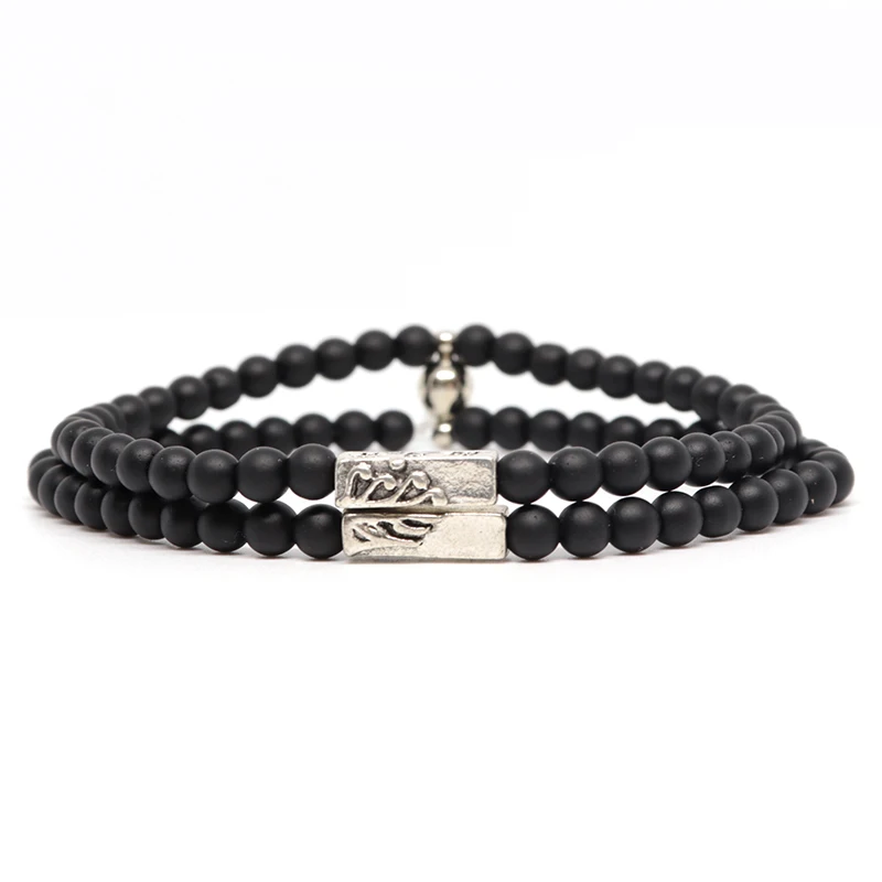 2 шт./в комплекте 4 мм черный оникс браслет для пар ручной работы горный Морской