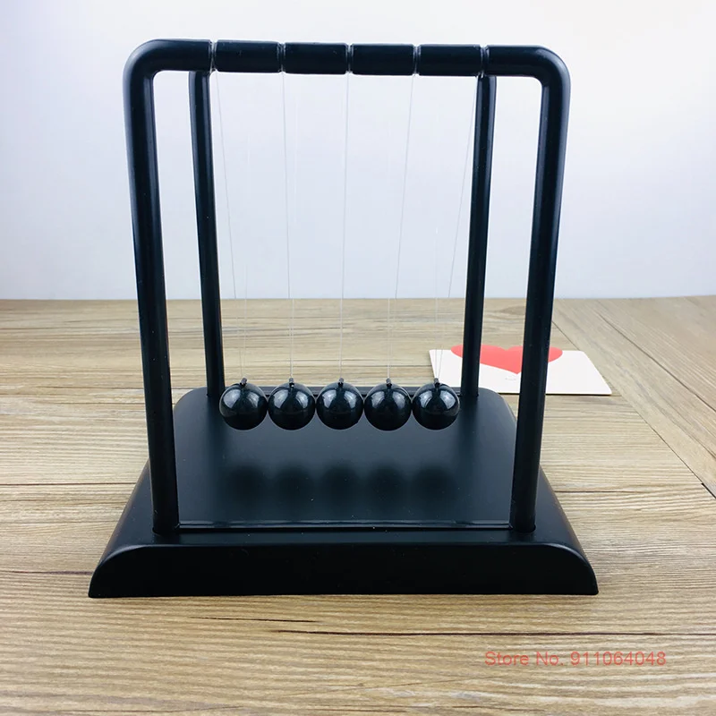 All Black Newton Pendulum Physical Model Newton's Cradle Office Desk Decoration Accessories Study Desk Toys Gift For Children