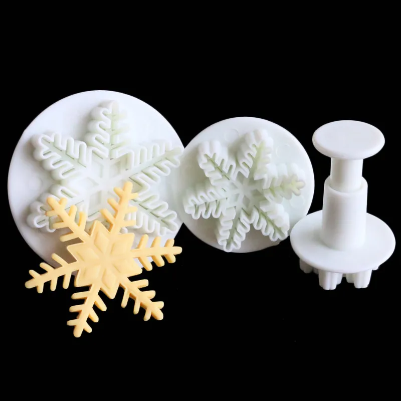 

3pcs Cake Decorating Tools cake mold Fondant Plunger Cutters Tools Cookie Biscuit Cake Snowflake Mold Set Baking Accessories