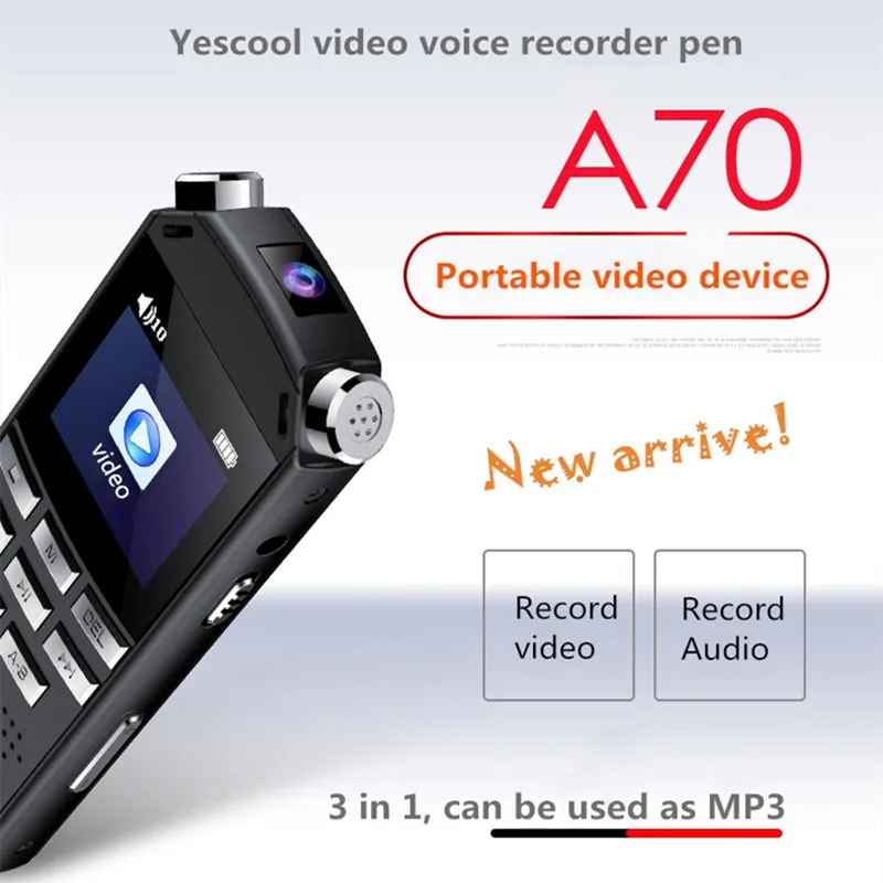 Профессиональный цифровой диктофон Yescool A70 запись звука микрокамеры mp3-плеер |