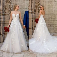 2021 wedding dresses a line lace appliqued bridal gowns sexy sweetheart sleeveless backless wedding dress vestidos de novia