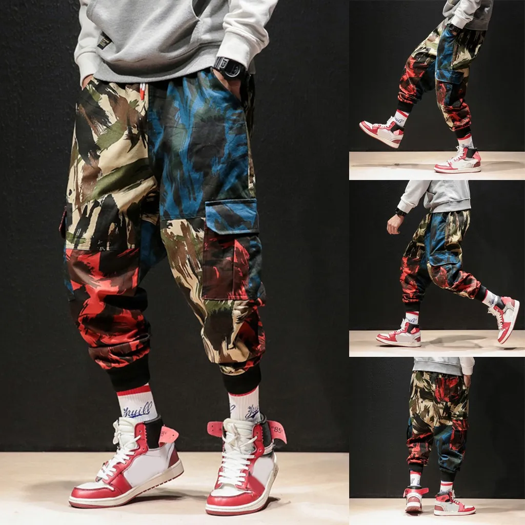 

Vogue Classic Pop Elements Graffiti Men's New Style Camouflage Loose-Legged Overalls Fashionable Nine-Minute Pants Chic Fashion