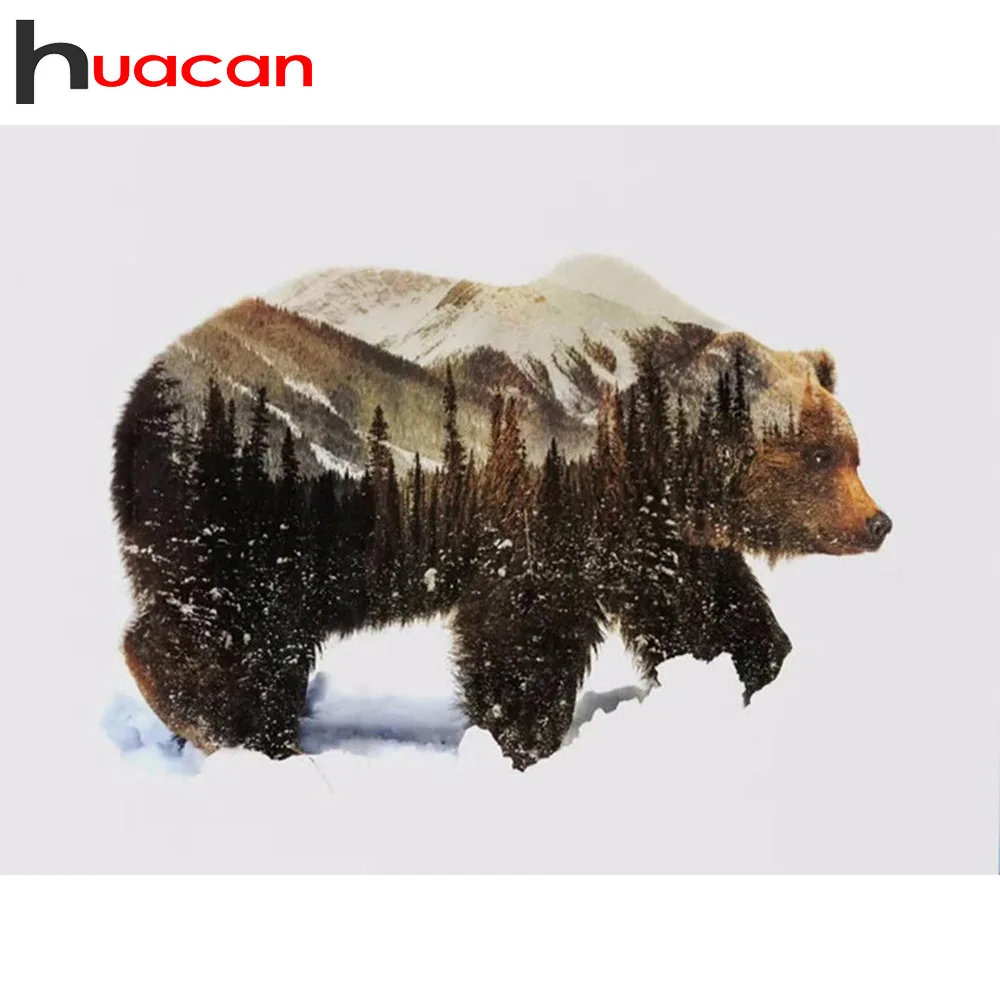 Алмазная вышивка Huacan Bear Набор для вышивки крестом алмазная живопись пейзаж с