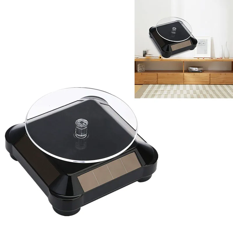 Solar Turntable 360 Degrees Rotating Bracket Battery Dual-Purpose Display (Battery Not Included) Black | Украшения и аксессуары