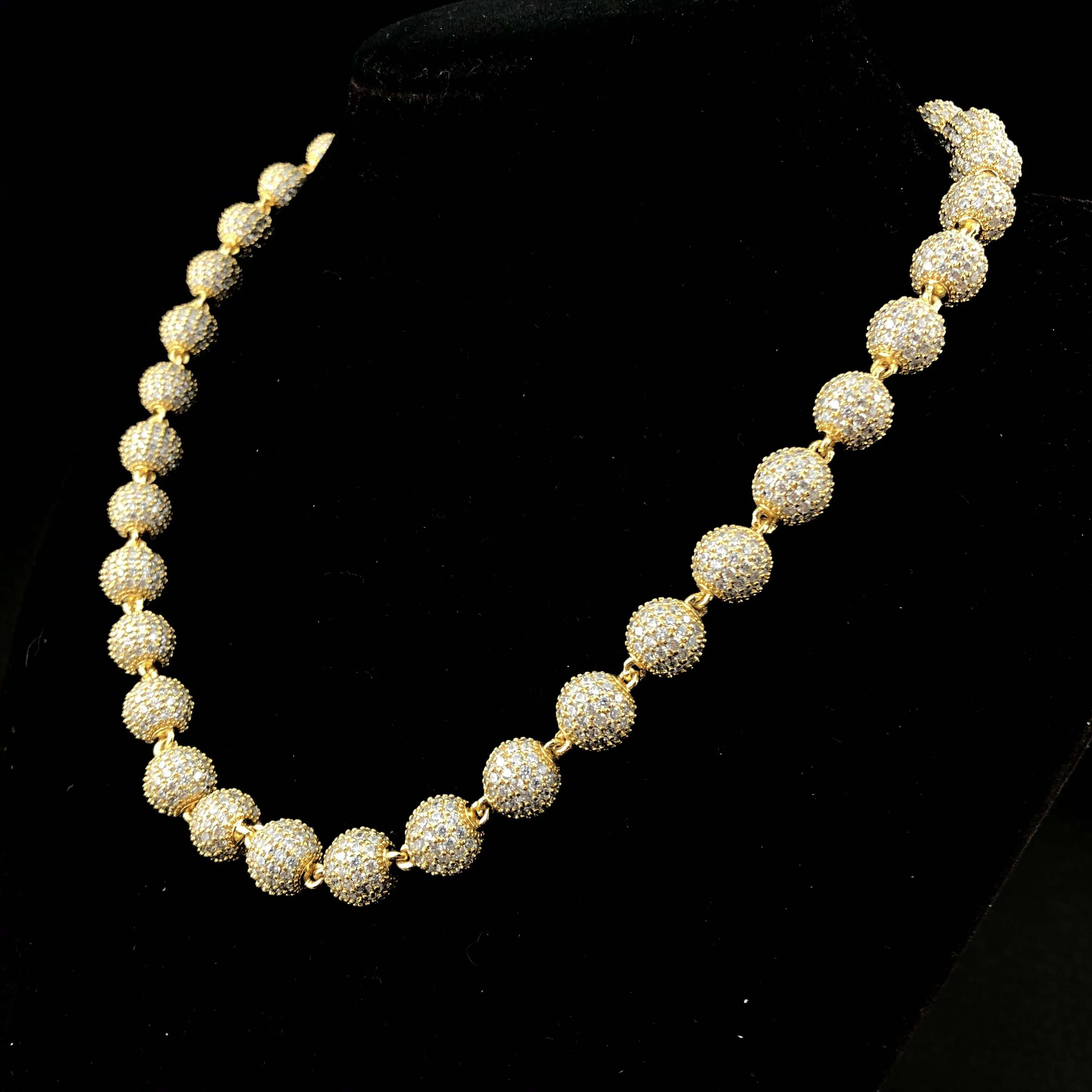 hip hop jewelry gold and white Iced Ball Chain | Necklace