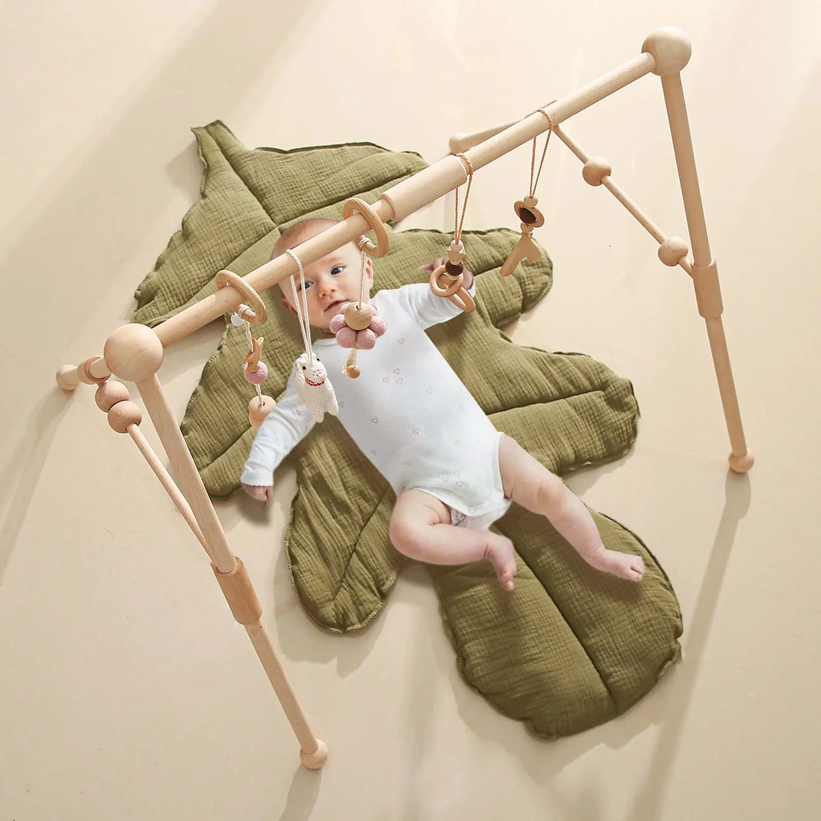 

Nordic Baby Wooden Gym Fitness Frame Rack Baby Activity Gym Mobile Suspension Baby Room Decoration Newborn Baby Accessories