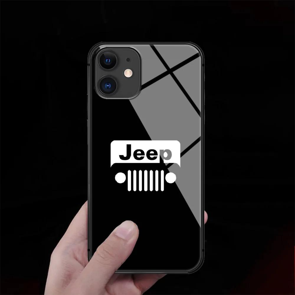 

Off Road Car Tempered Glass Phone Case Cover For IPhone 5 6 7 8 11 12 S Plus Xr X Xs Pro Max Mini Se 2020 Black