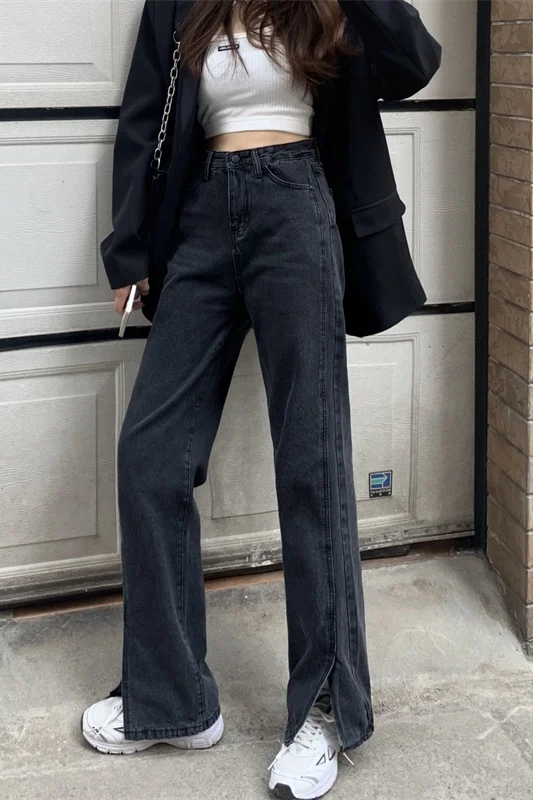 Женские джинсы с широкими штанинами новые корейские длинные брюки высокой