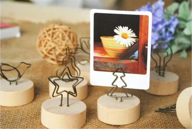 Деревянная подставка с зажимом на свадьбу деревянная рамка для фото Клип