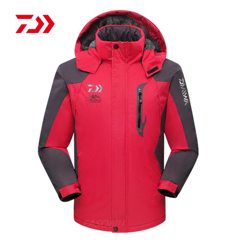 

Daiwa Autumn Winter Plus Velvet Fishing Clothes Windproof Long Sleeve Hooded Fishing Clothing Outdoor Sport Fishing Jackets Men