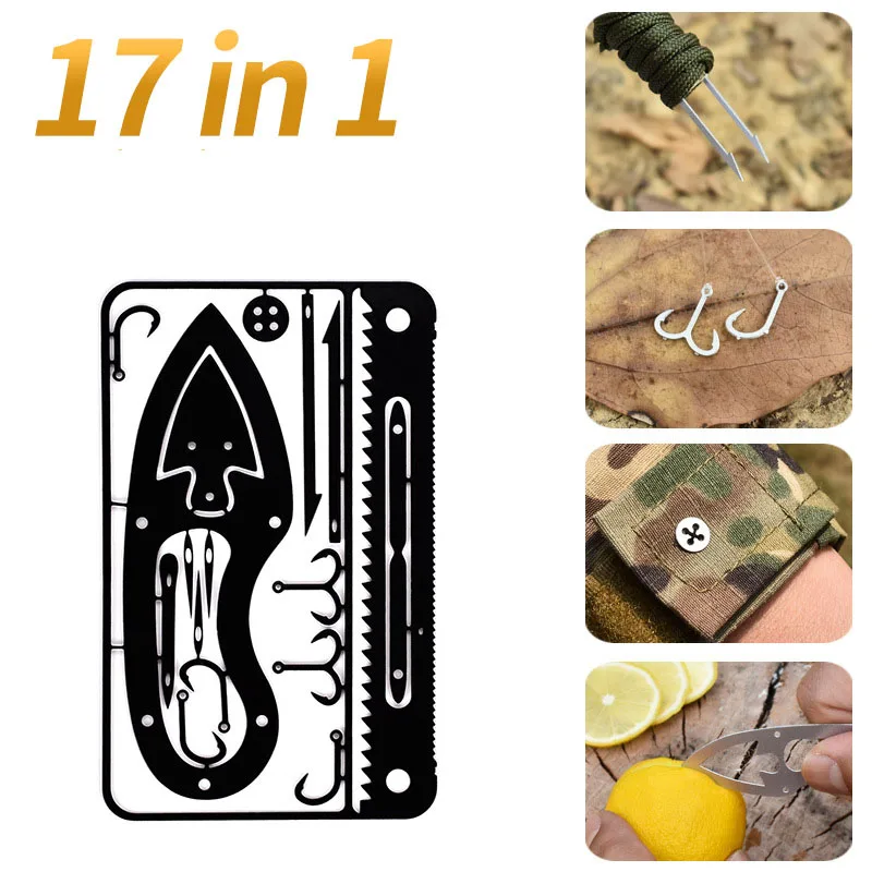 Рыболовные снасти 17 в 1 Мультитул для кредитных карт снаряжение кемпинга