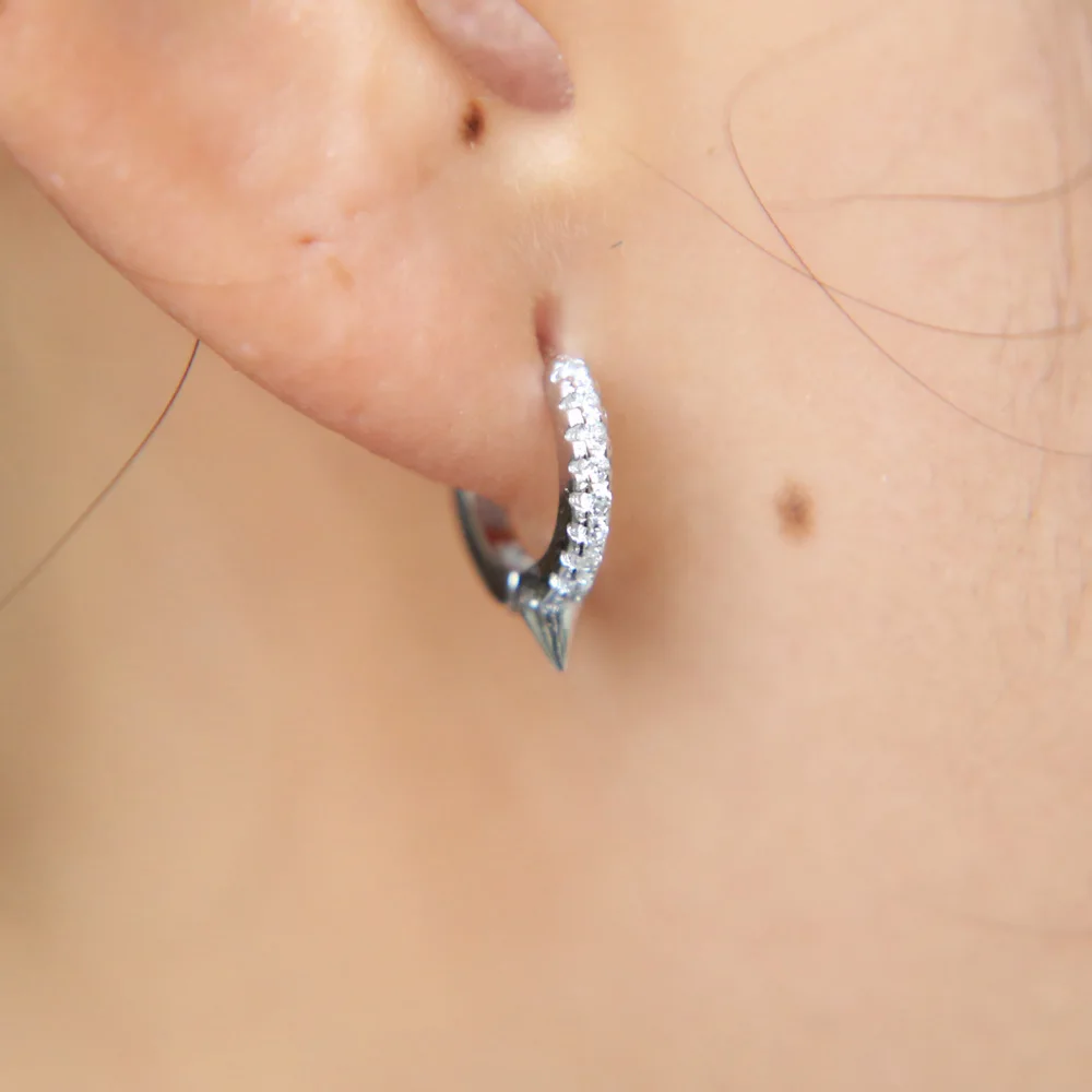 Женские серьги кольца из серебра 2019 пробы с фианитом 10 мм|Серьги-кольца| |