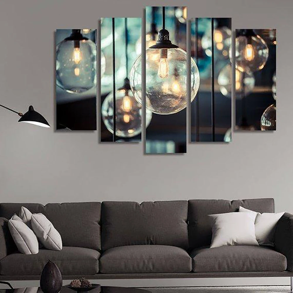 

5 Pieces Wall Art Canvas Painting Decorative Lamp Poster Abstract Home Decoration Modern Pictures For Kids Room Frame