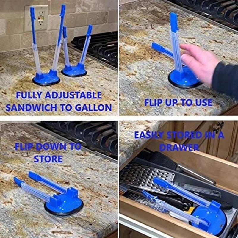 

4 Pack 2 Colors Baggy Rack Food Storage Bags Clip Bag Holder Stand Bag Support Rack for Home Kitchen - Blue&Green