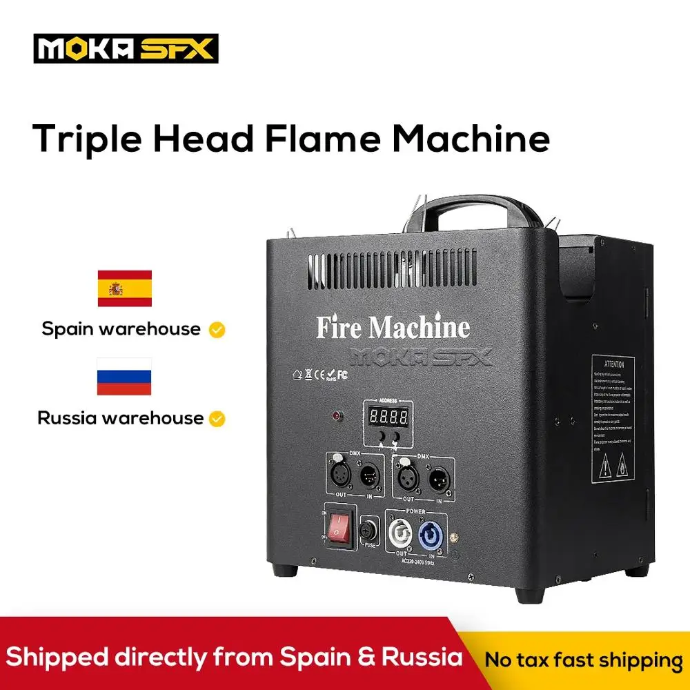 

MOKA SFX Dmx Flame Machine Triple Way Stage Fire Projector for Halloween New Year Christmas Event