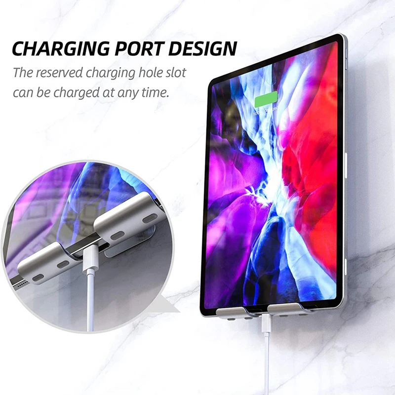 Wall MoUnt Holder Adhesive Wall Phone Tablet Holder MoUnt Stand for Ipad Air /Pro /Mini Iphone Silver Gray