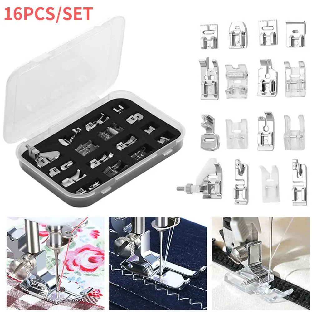 

Practical Presser Foot Set Domestic Metal Multifunctional Brother Sewing Machine Accessory Durable Home Appliance Singer 16 Pcs