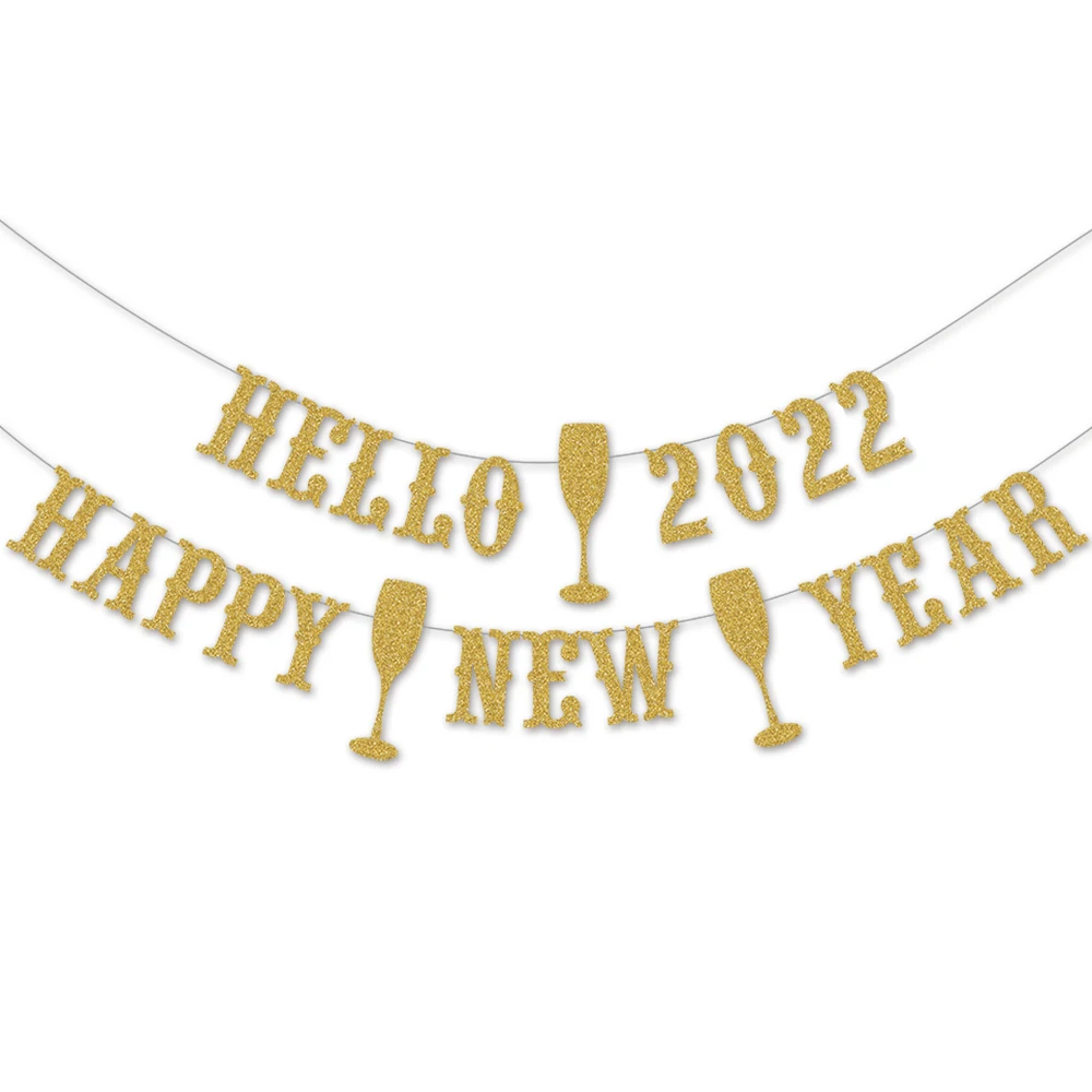 

Hello 2022 Happy New Year Hot Stamping Flags Large New Year Fishtail Flags New Year Decorations