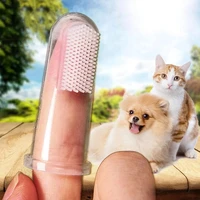 2020 new hot selling super soft pet finger toothbrush teddy dog brush bad breath tartar teeth tool dog cat cleaning supplies