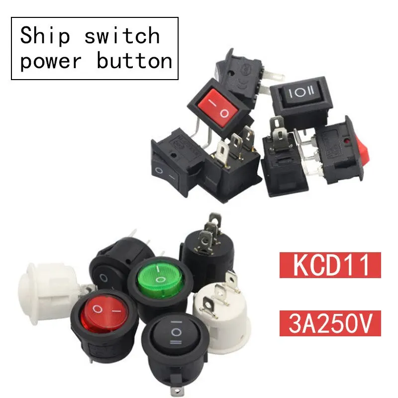 5/10 шт. KCD1 23 мм Круглый Рокер 2/3Pin ON 2/3 позиции 6A/250V 3A/250V SPST светодиодный кнопка для