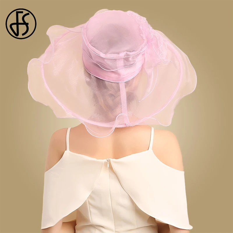 FS церкви Шапки летняя шляпа с широкими полями розовый Fedora Шляпа Для женщин 2020