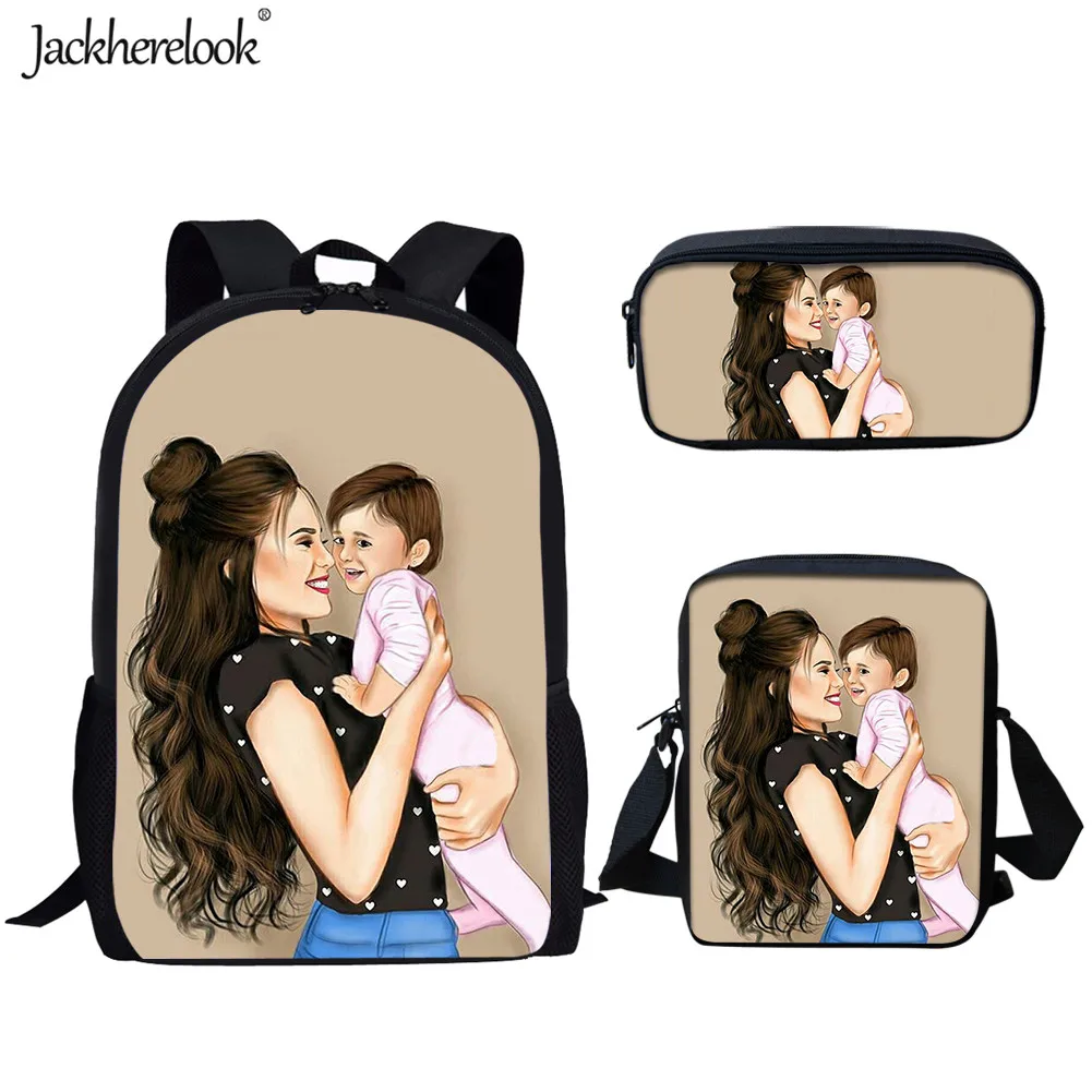 HMA487CEK Jackherelook 3 компл./шт. Школьные сумки супер мама печати ранец для детского сада Bookbag дети рюкзак для подростков мальчиков девочек - Цвет: HMA487CEK