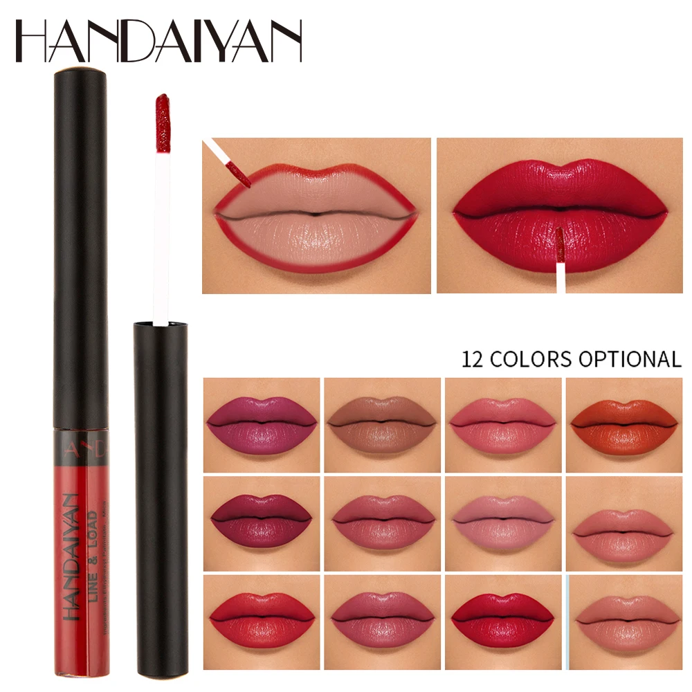 Handaiyan matte lipliner pencil 12 colors sexy red nude multifunction lip waterproof long lasting liquid lipstick HF150 | Красота и